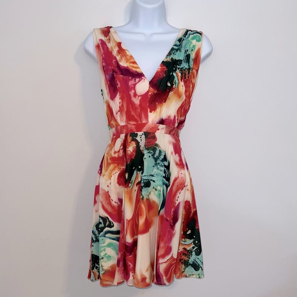 Alice + Olivia Silk Floral Print Dress